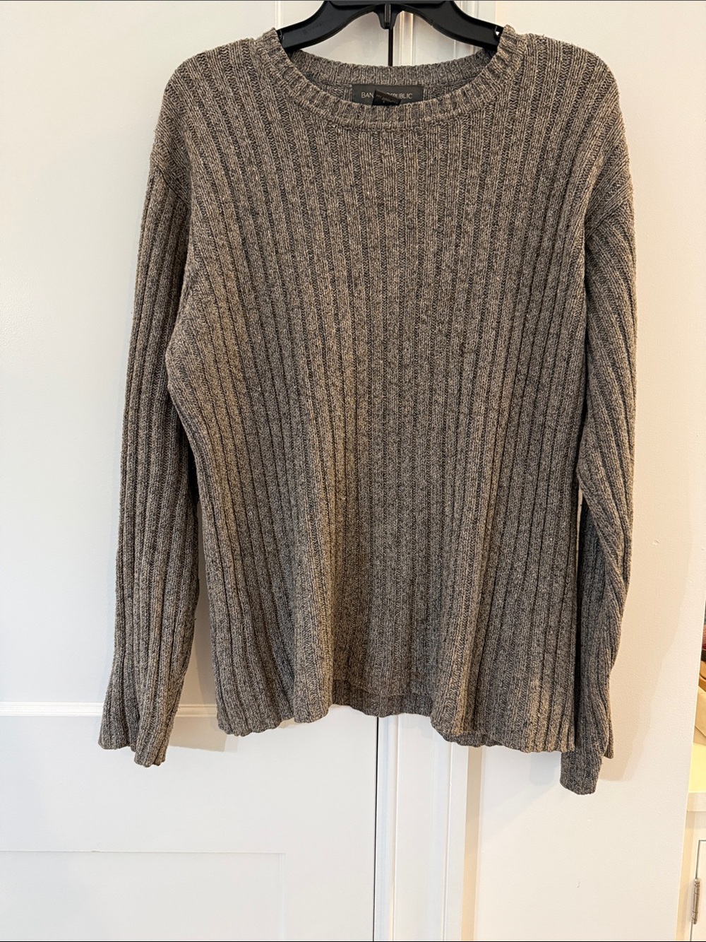 Banana Republic Heather Gray Ribbed Crewneck Sweater